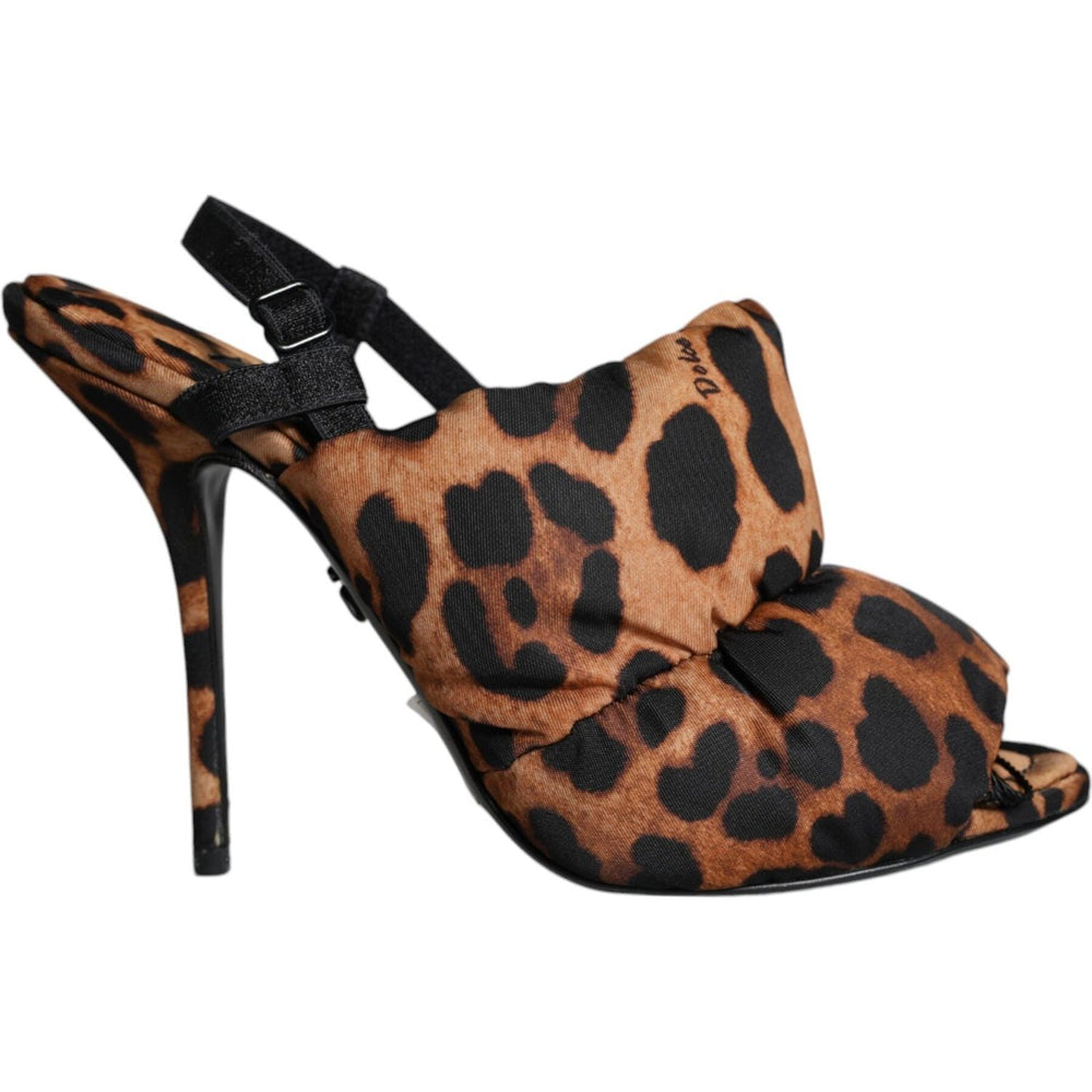 Dolce & Gabbana Brown Leopard Keira Slingback Sandals Shoes LA11520-36.5