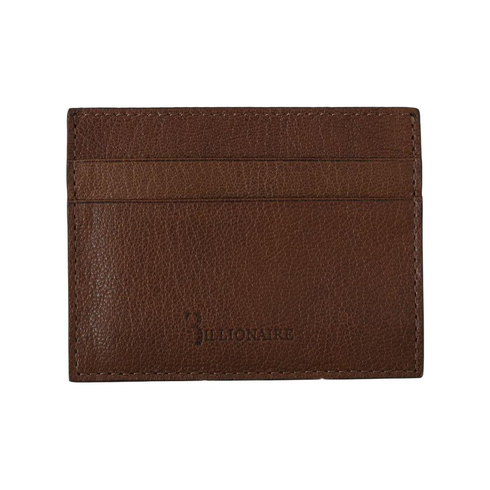 Billionaire Italian Couture Brown Leather Cardholder Wallet VAS1447