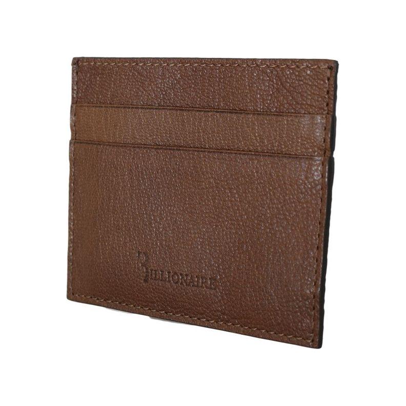 Billionaire Italian Couture Brown Leather Cardholder Wallet VAS1447