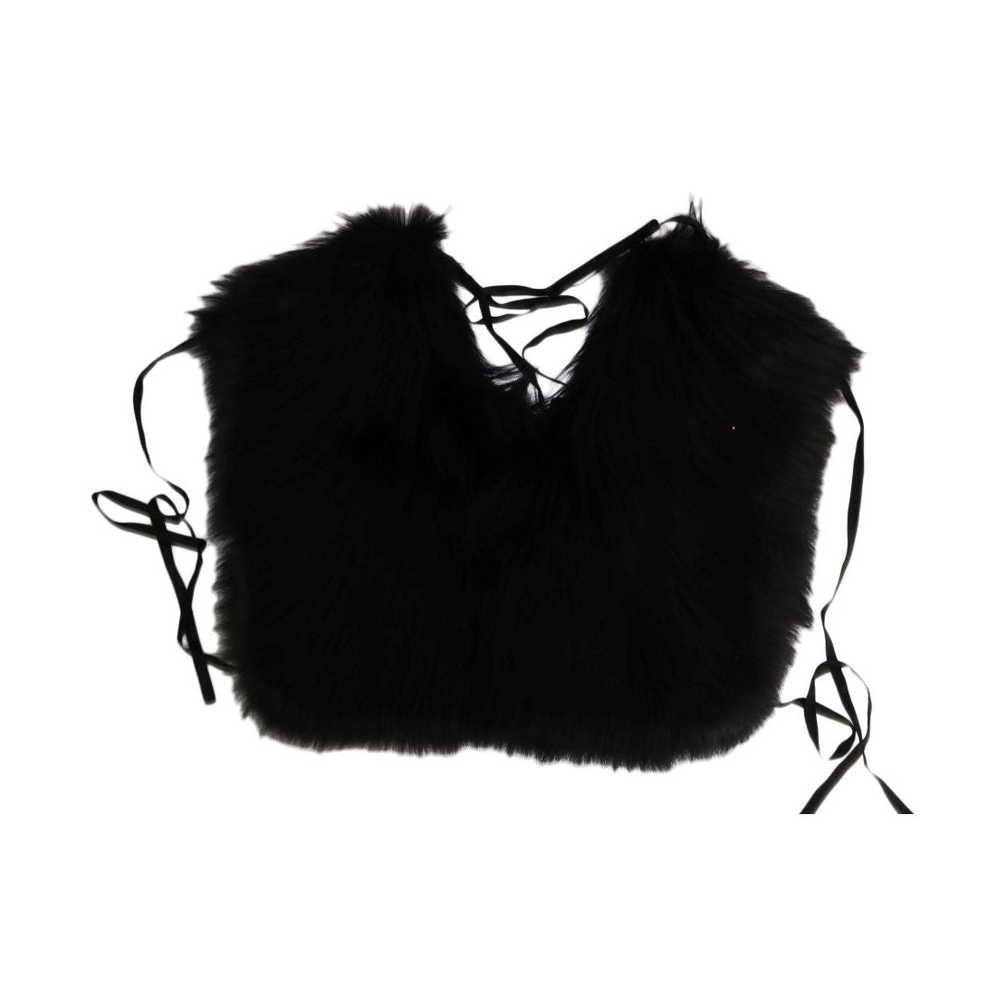Dolce & Gabbana Black Silver Fox Fur Scarf MS1875-1