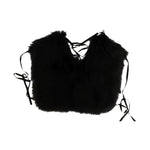 Dolce & Gabbana Black Silver Fox Fur Scarf MS1875-1