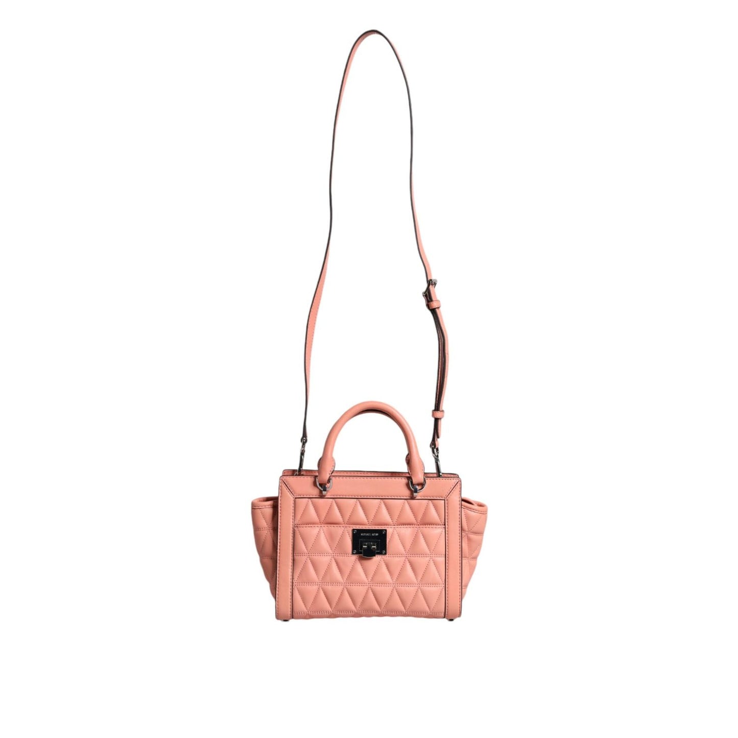 Michael Kors Peach Quilted Leather Logo Crossbody VIVIANNE Messenger Bag