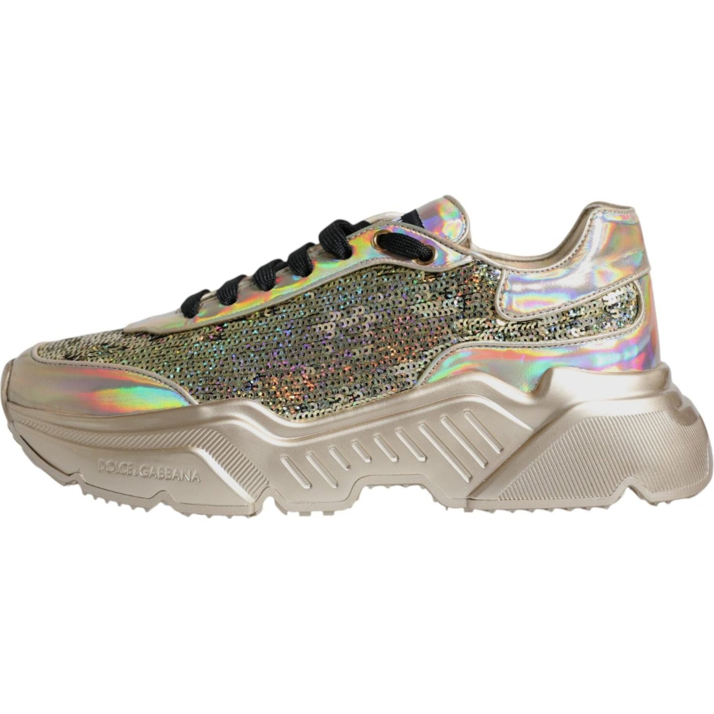 Dolce & Gabbana Gold Sequin Iridiscent Daymaster Sneakers Shoes MV6305-40