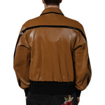 Dolce & Gabbana Brown Leather Full Zip Men Bomber Jacket JKT41576-46
