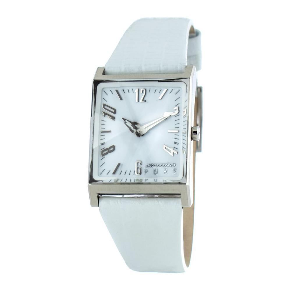 Chronotech White Leather Dress Watch