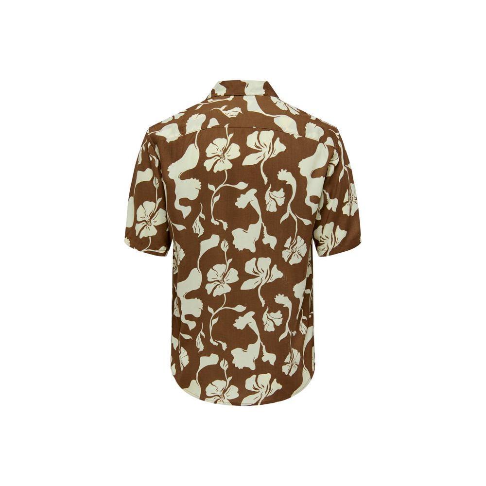 Only & Sons Brown Viscose Shortsleeve ON-10275300140-IT44 | S