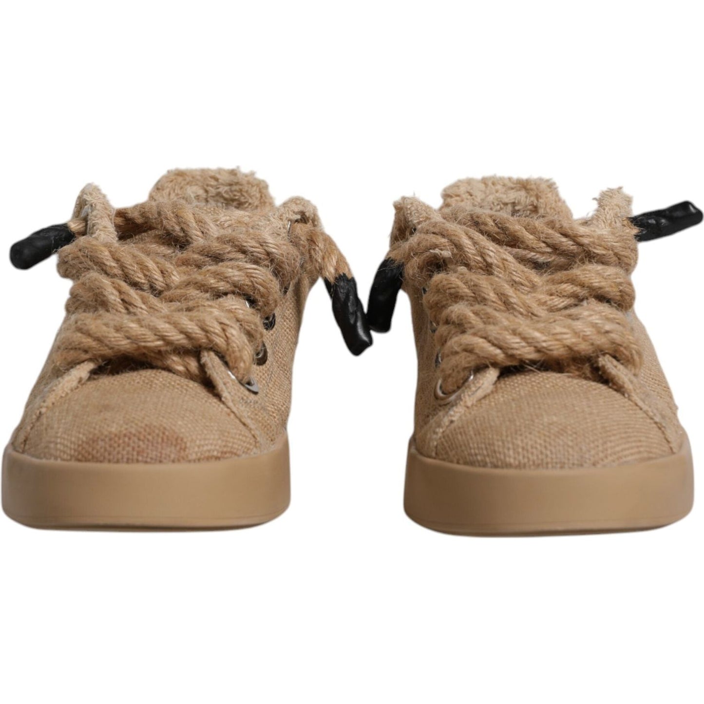 Dolce & Gabbana Brown Jute Fabric Low Top Men Sneakers Shoes MV6384-39