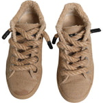 Dolce & Gabbana Brown Jute Fabric Low Top Men Sneakers Shoes MV6384-39