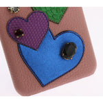Dolce & Gabbana Pink Leather Heart Crystal Phone Case SMY208