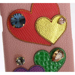 Dolce & Gabbana Pink Leather Heart Crystal Phone Case SMY208