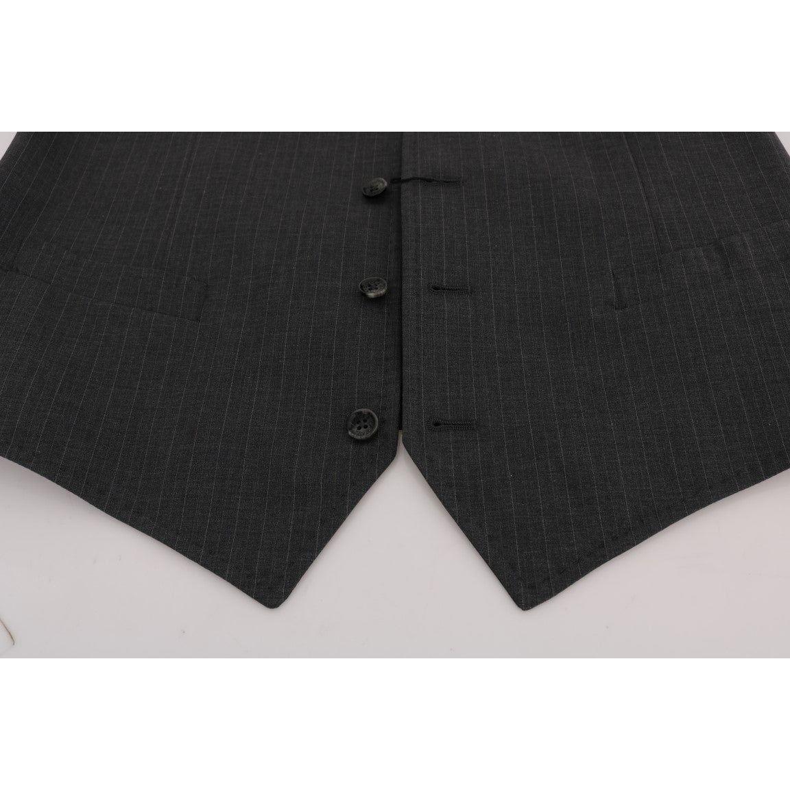 Dolce & Gabbana Gray STAFF Cotton Striped Vest SIG60345-1