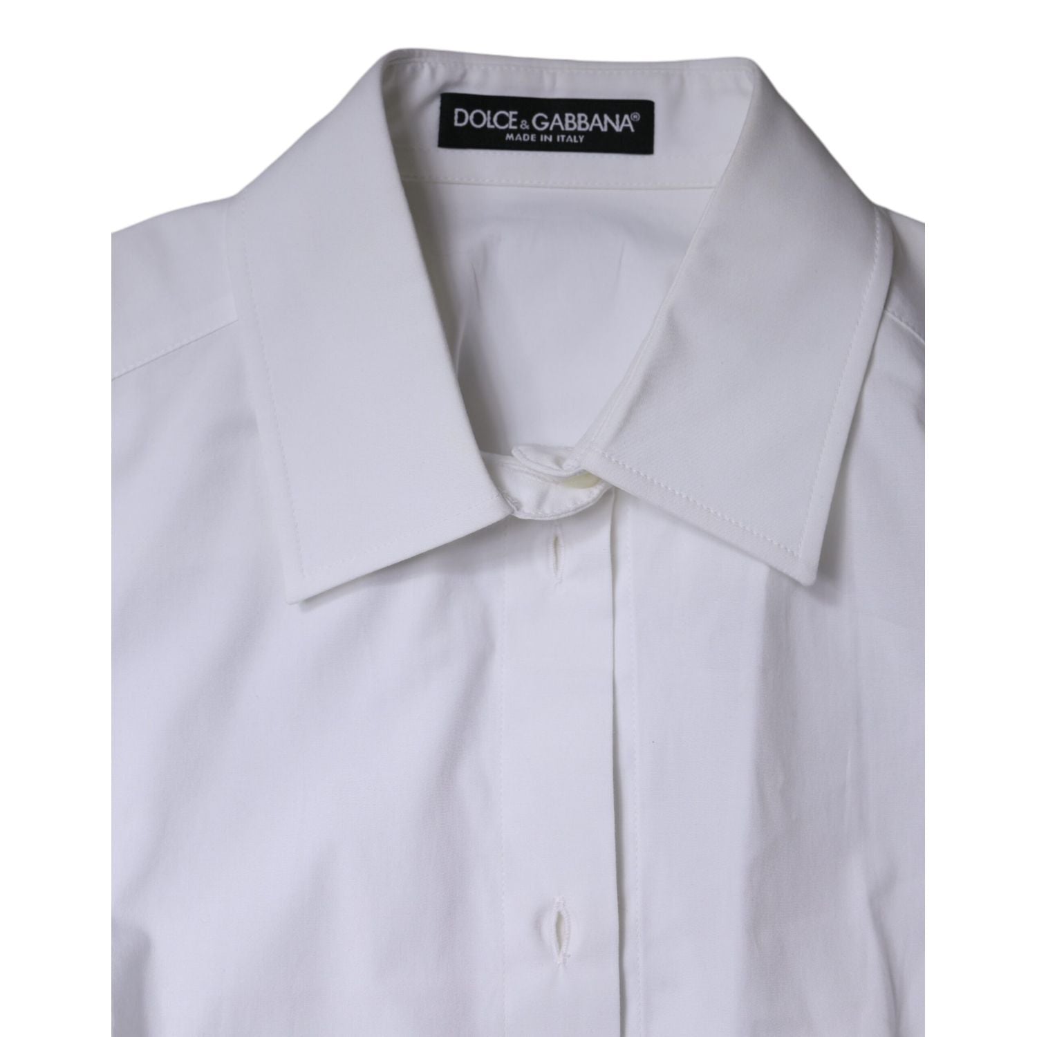 Dolce & Gabbana White Cotton Collared Long Sleeves Shirt Top