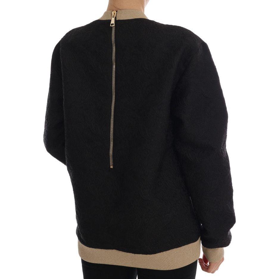Dolce & Gabbana Black Fairy Tale Brocade Zipper Sweater TSH1744-1