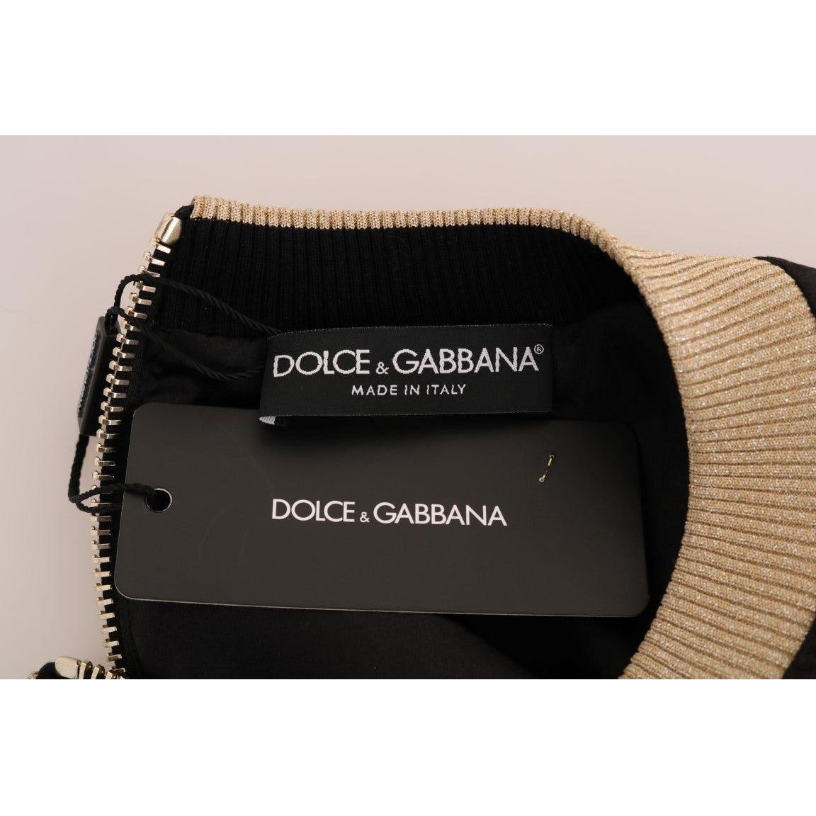Dolce & Gabbana Black Fairy Tale Brocade Zipper Sweater TSH1744-1
