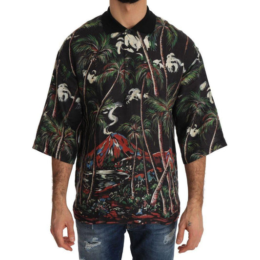 Dolce & Gabbana Black Volcano Sicily Short Sleeve T-Shirt