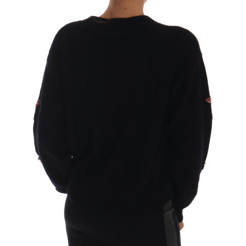 Dolce & Gabbana Fairy Tale Crystal Black Cashmere Sweater TSH1904-4