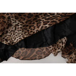 Dolce & Gabbana Brown Leopard Silk Chiffon Ruched Mermaid Maxi Dress DR1489-42