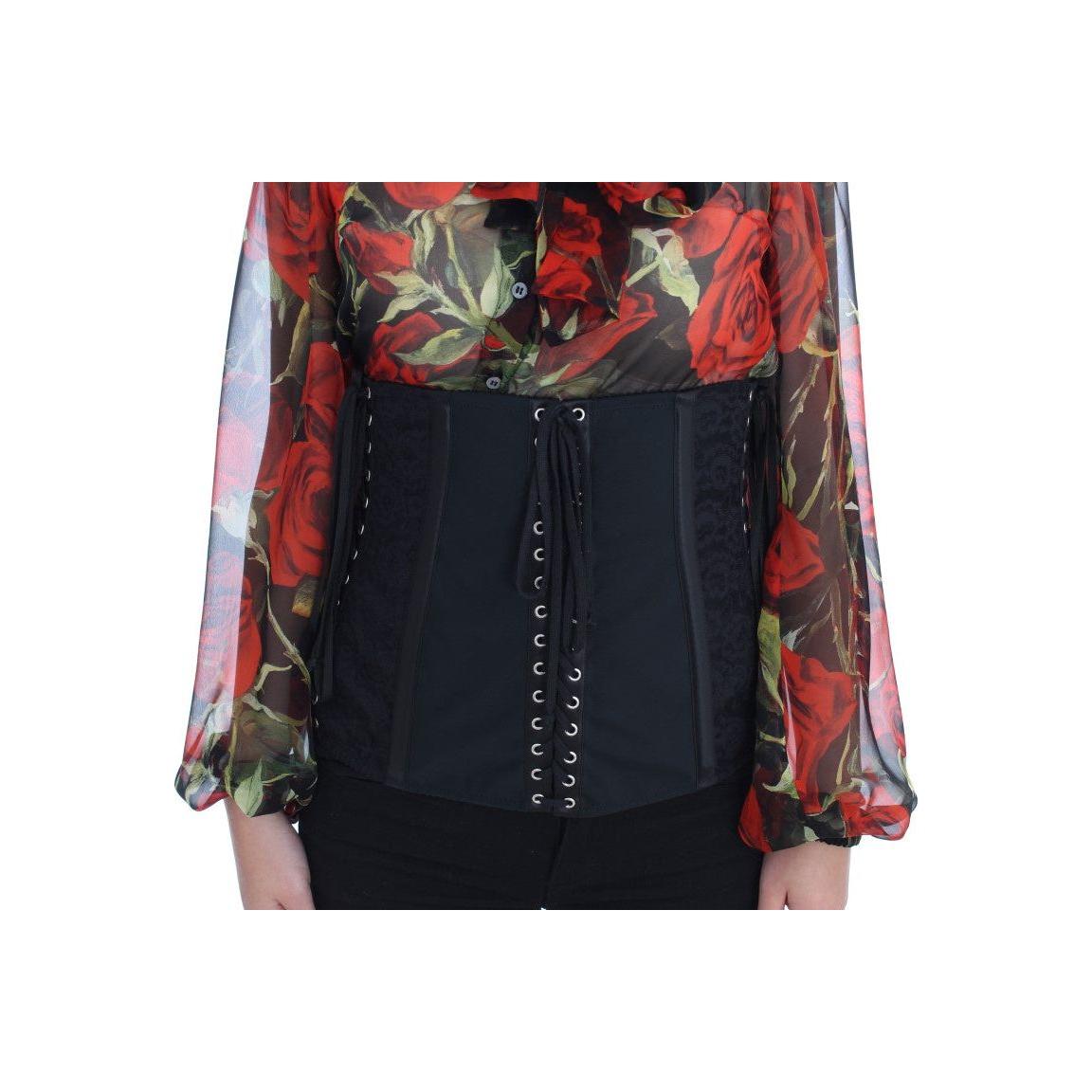 Dolce & Gabbana Black Stretch Corset Waist Strap Belt SIG17288-1