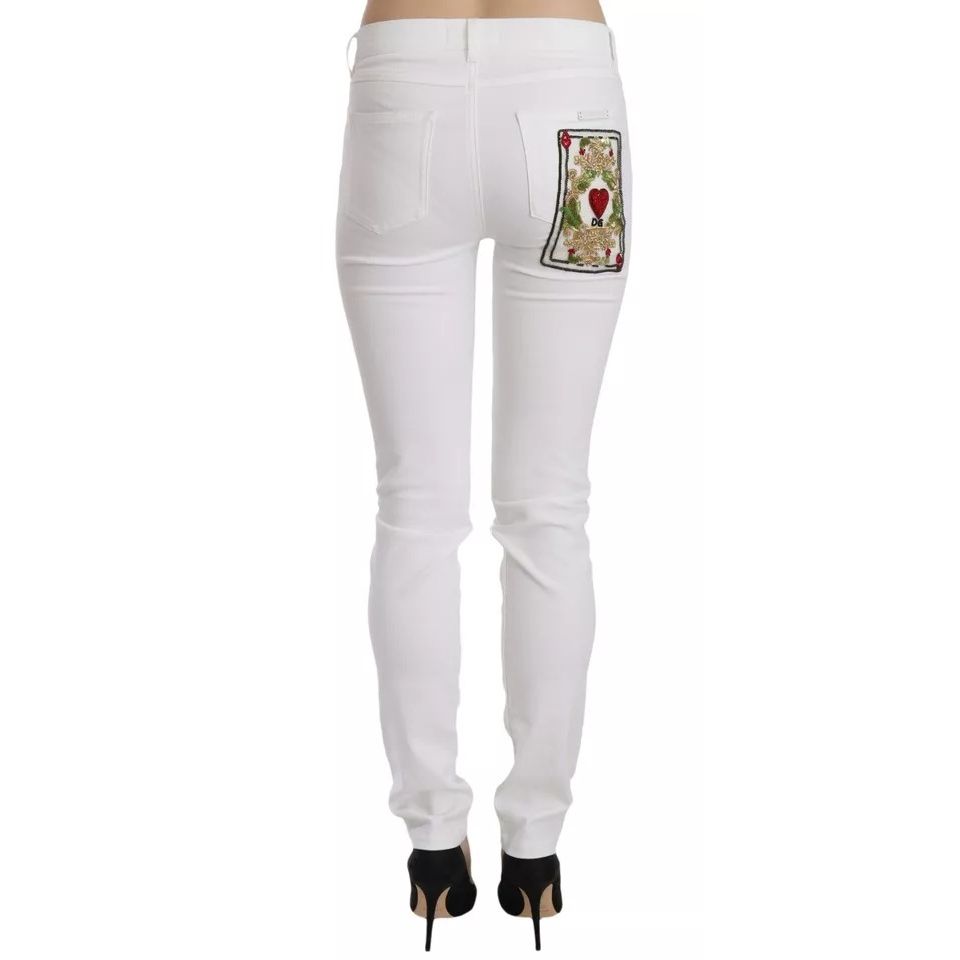 Dolce & Gabbana White Crystal Embellished Skinny Jeans
