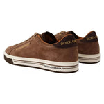 Dolce & Gabbana Brown Suede Logo Low Top Sneakers Men Shoes MV4454-39