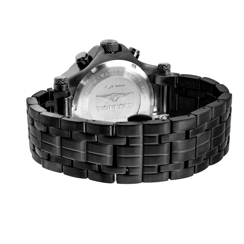 Bobroff Black Stainless Steel Dress Watch