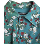 Dolce & Gabbana Blue Floral Cotton Button Down Denim Shirt TSH84198-39