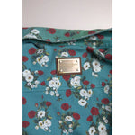 Dolce & Gabbana Blue Floral Cotton Button Down Denim Shirt TSH84198-39