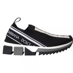 Dolce & Gabbana Black White Slip On Sorrento Sneakers Shoes LA3900-36.5