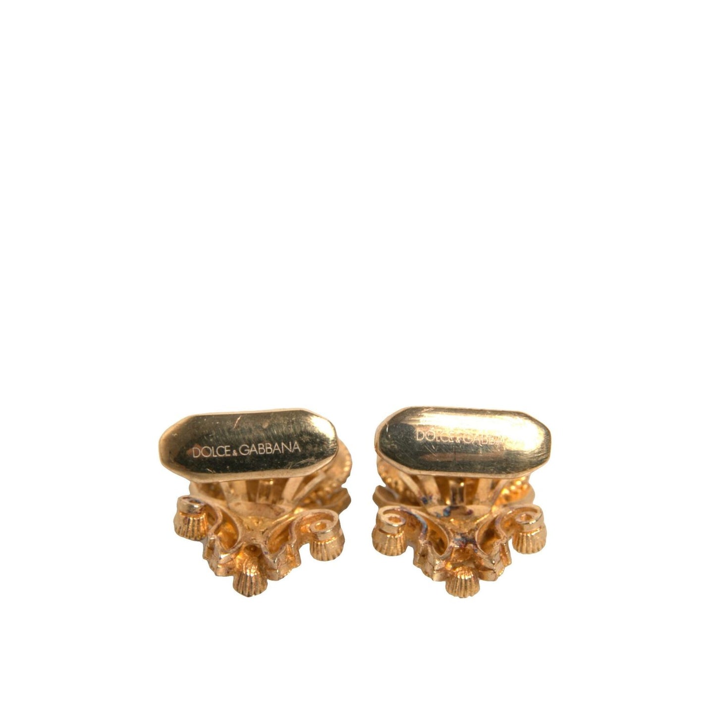 Dolce & Gabbana Gold Tone 925 Sterling Silver Crystal Cufflink