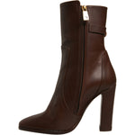 Dolce & Gabbana Brown Leather Heels Mid Calf Boots Shoes LA12421-36.5