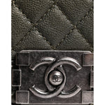 Chanel Dark Green Leather Shoulder Bag Gray Metal Purse Bag CHA176
