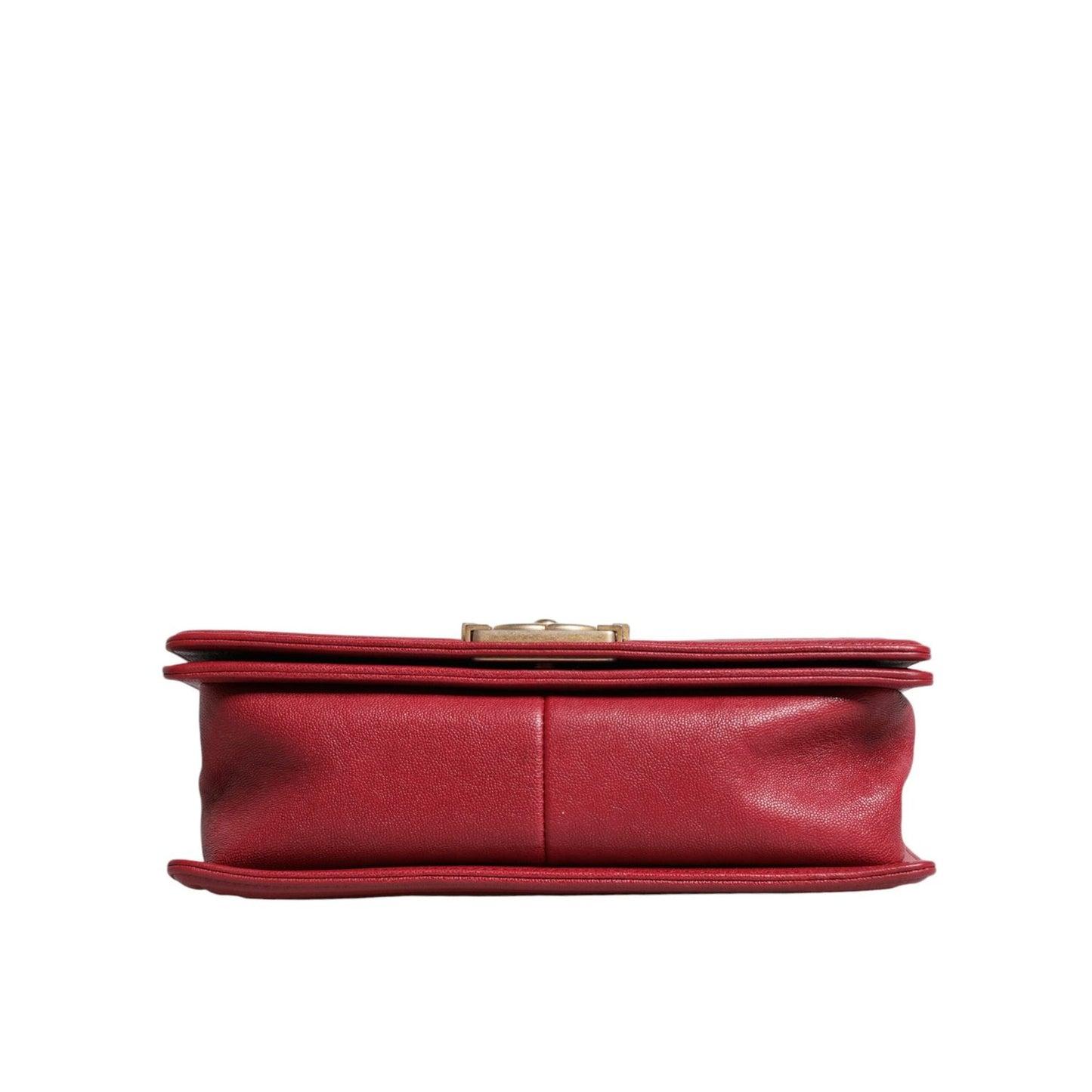 Chanel Red Leather Lambskin Double Gold Chain Medium Shoulder Bag