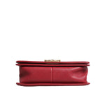 Chanel Red Leather Lambskin Double Gold Chain Medium Shoulder Bag