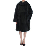 Dolce & Gabbana Black Goat Fur Shearling Long Jacket Coat SIG12483-1