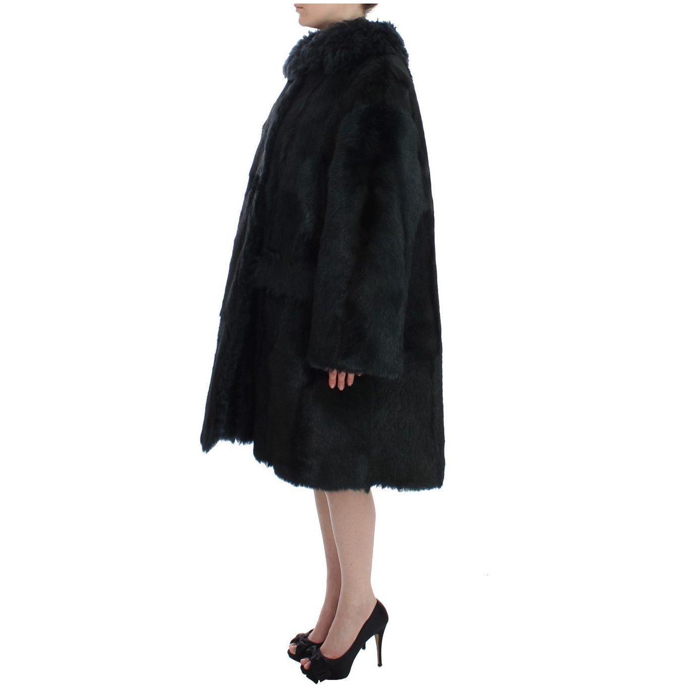 Dolce & Gabbana Black Goat Fur Shearling Long Jacket Coat SIG12483-1