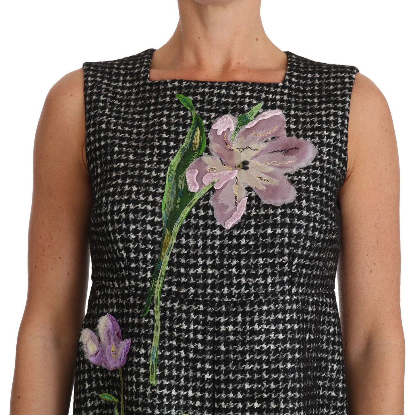 Dolce & Gabbana Gray Tulip Embroidered A-Line Shift Dress DR1491-42