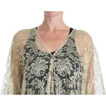 Dolce & Gabbana Gold Floral Lace Crystal Gown Cape Dress DR1524-36
