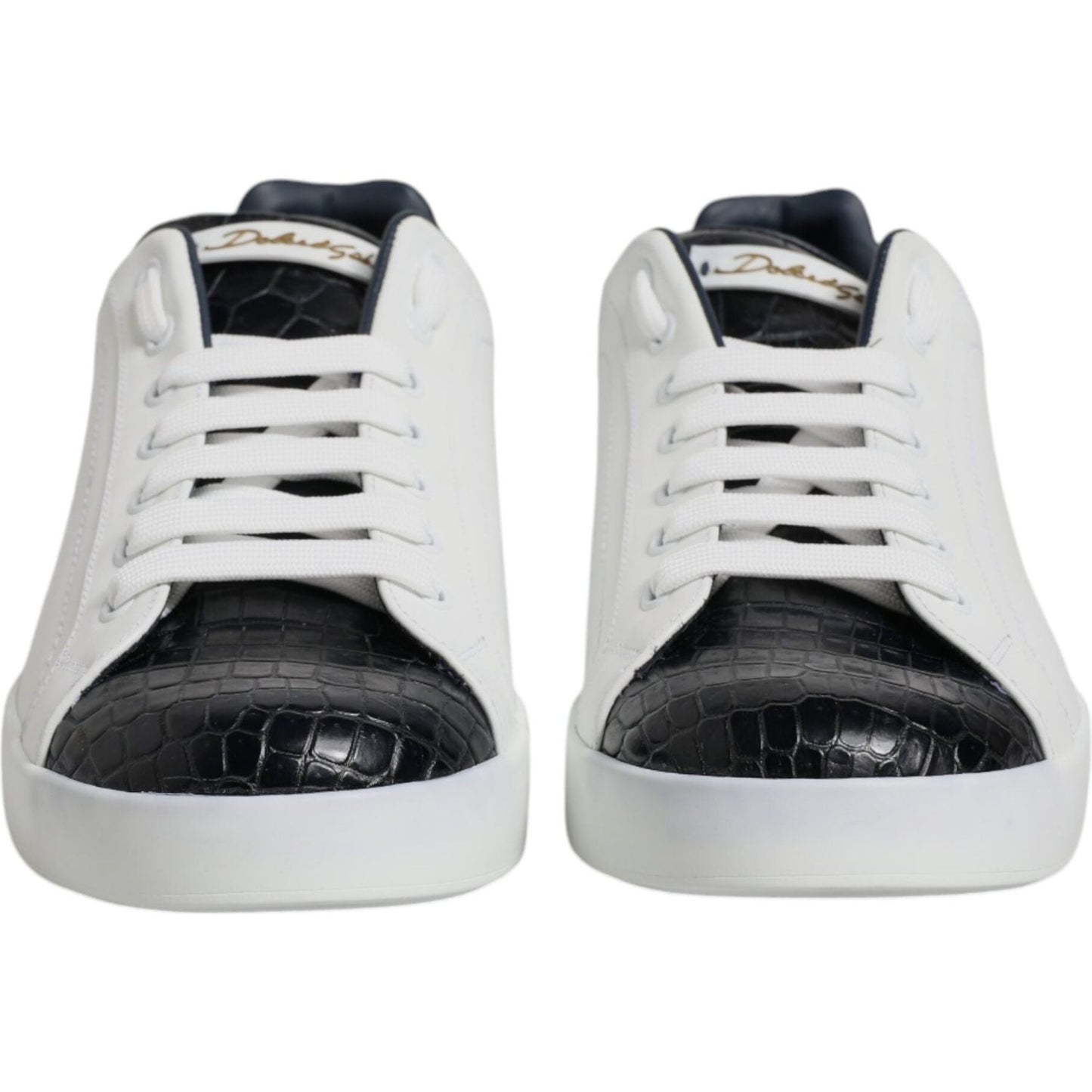 Dolce & Gabbana White Black Leather Portofino Sneaker Shoes MV7036-41