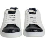 Dolce & Gabbana White Black Leather Portofino Sneaker Shoes MV7036-41