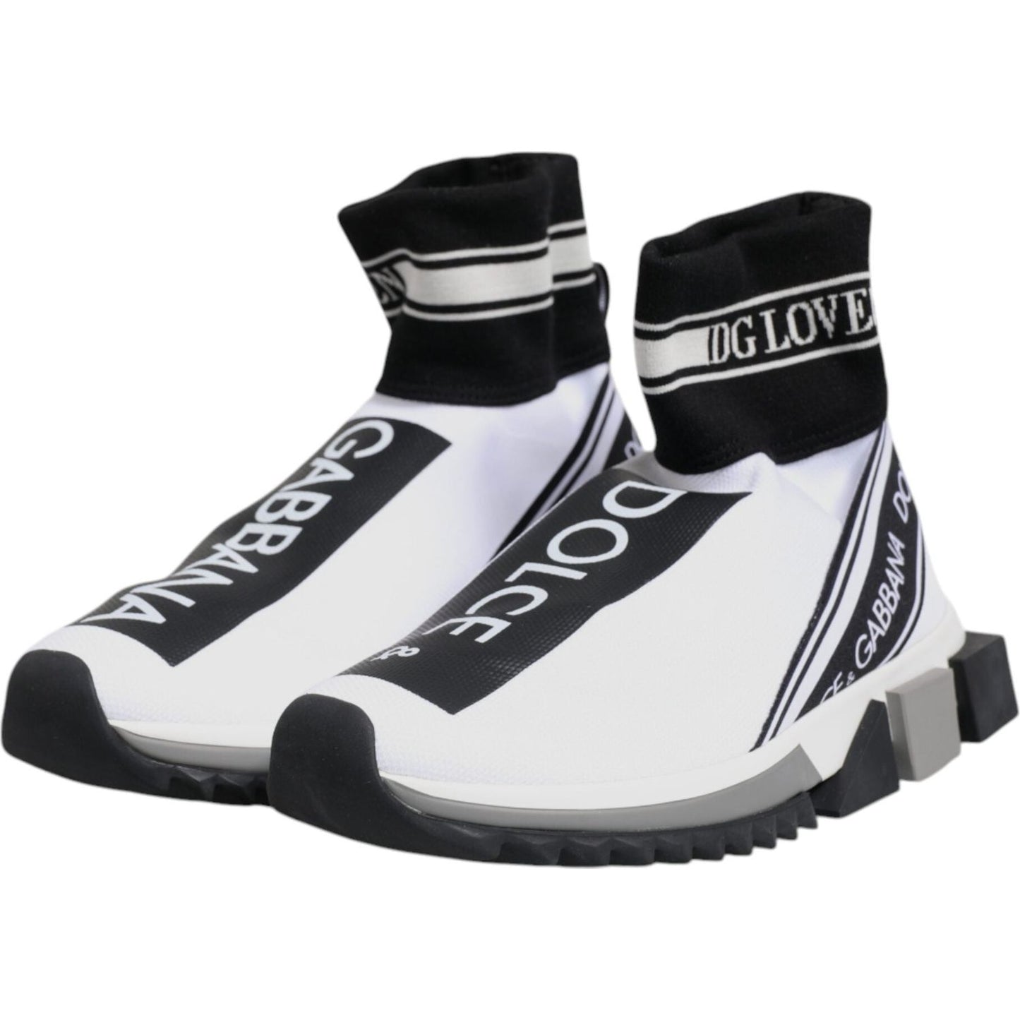 Dolce & Gabbana White Black Sorrento Socks Sneakers Shoes LA12445-36