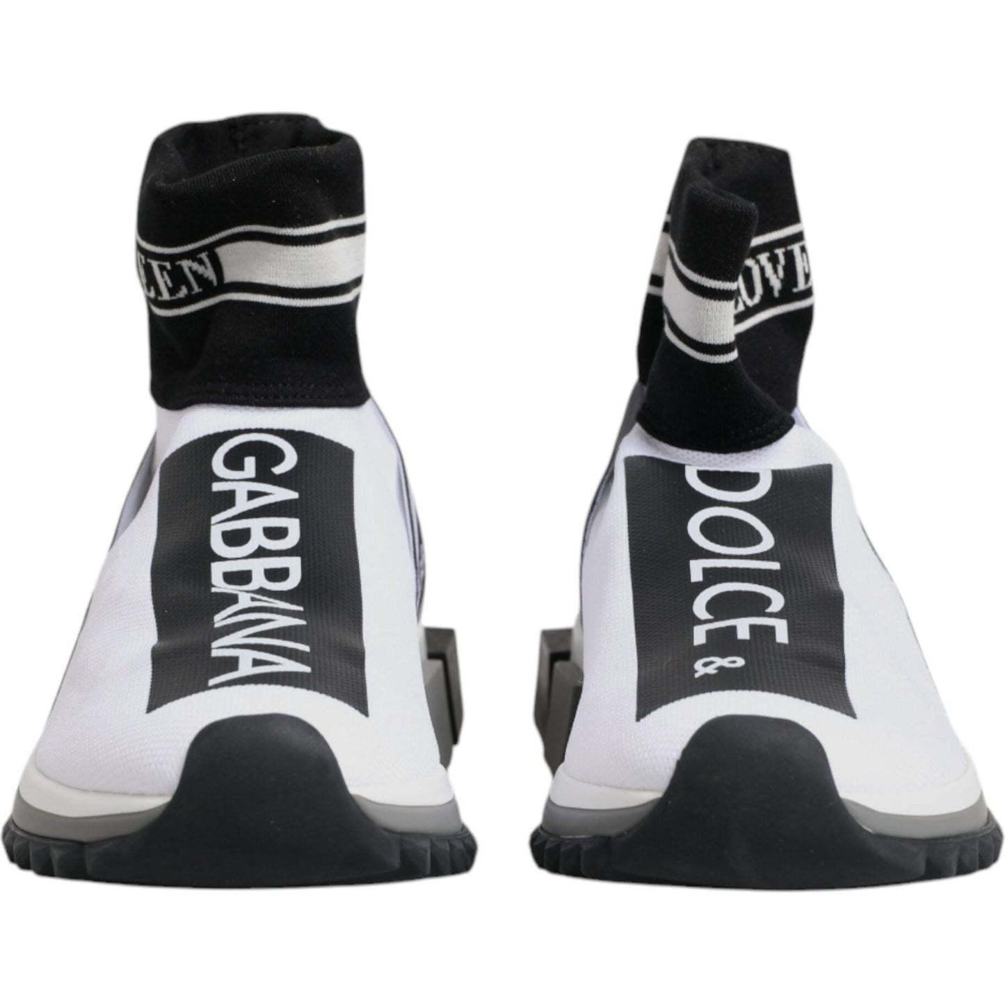 Dolce & Gabbana White Black Sorrento Socks Sneakers Shoes LA12446-38