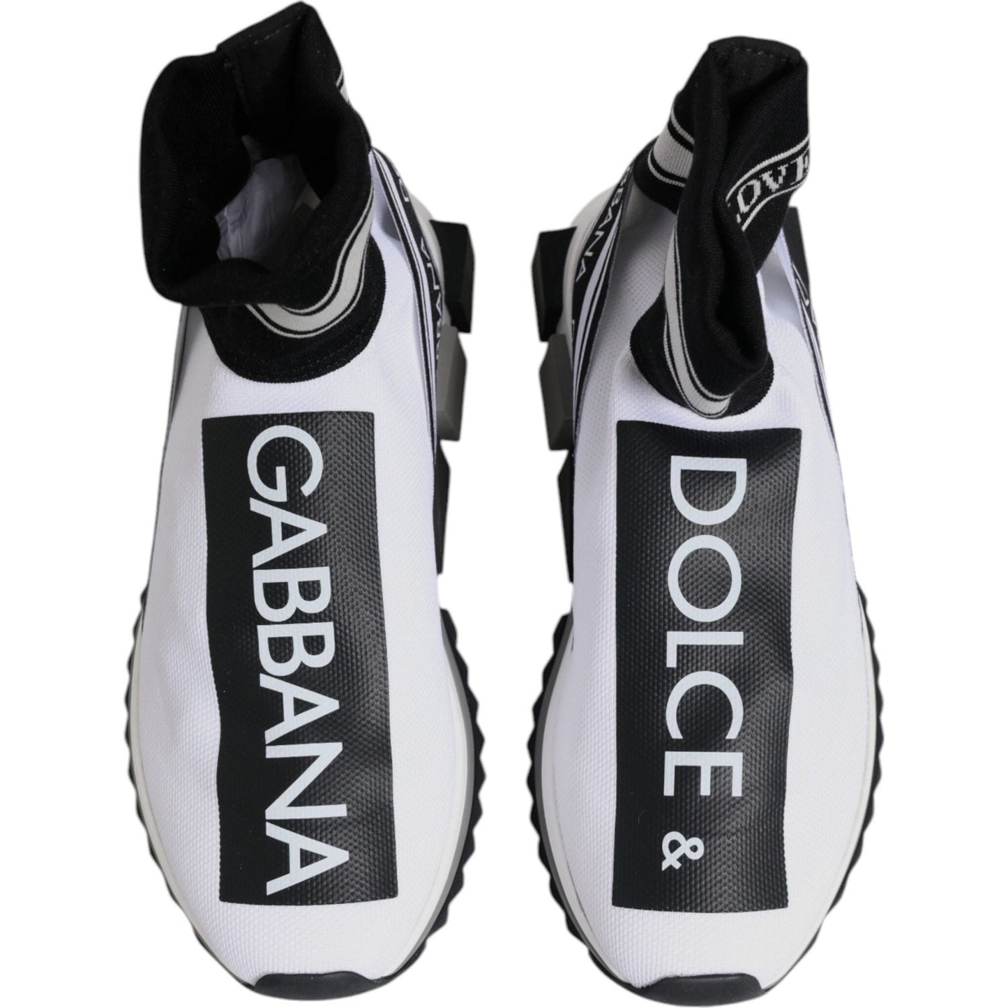 Dolce & Gabbana White Black Sorrento Socks Sneakers Shoes LA12446-38