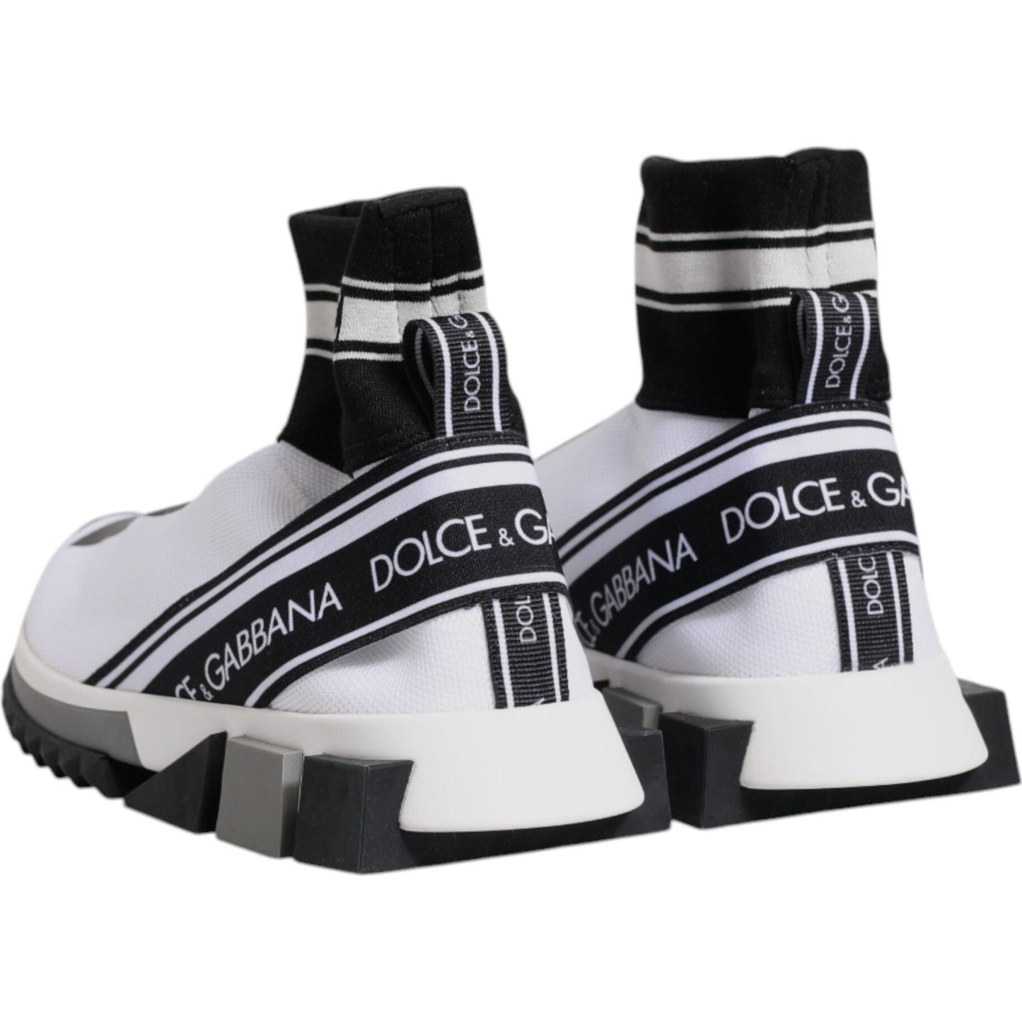 Dolce & Gabbana White Black Sorrento Socks Sneakers Shoes LA12446-38