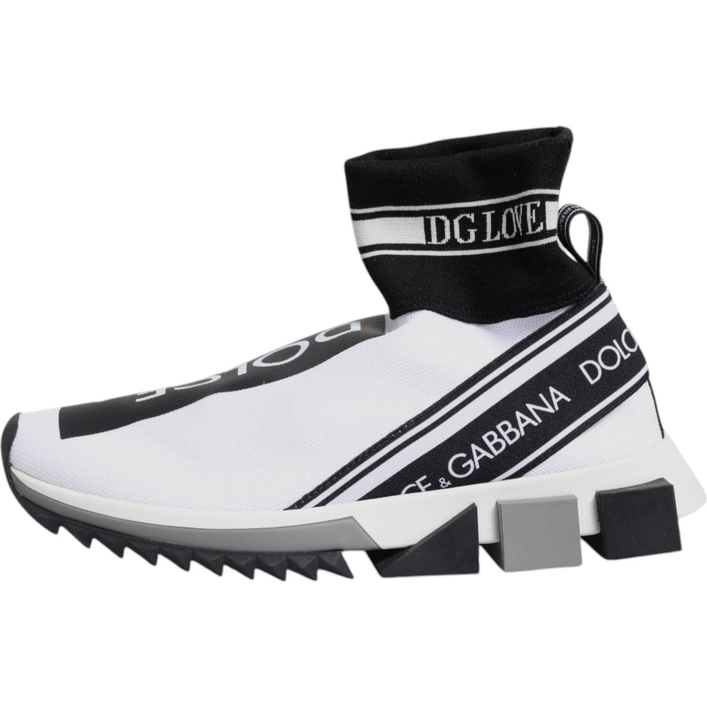 Dolce & Gabbana White Black Sorrento Socks Sneakers Shoes LA12446-38