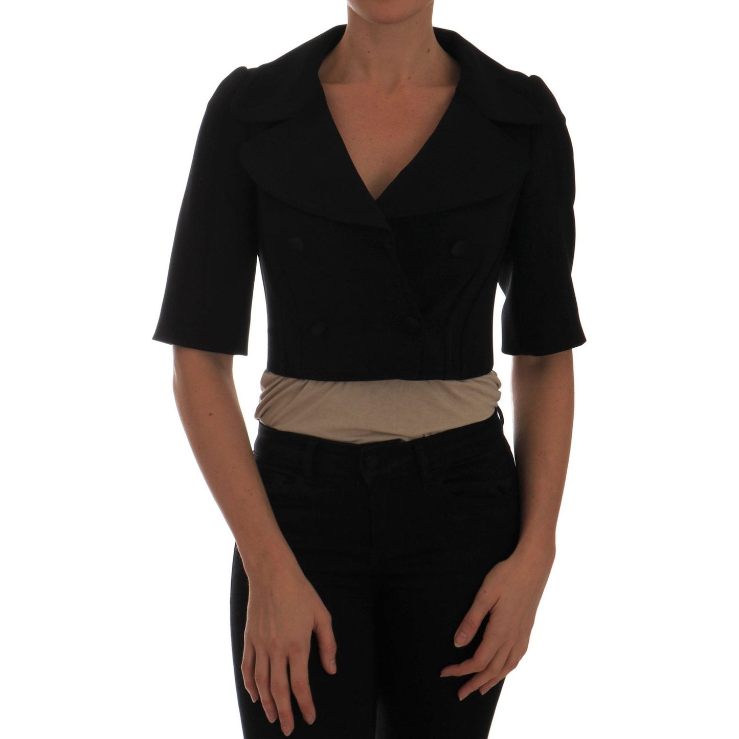Dolce & Gabbana Black Short Croped Jacket Blazer TSH2409-36