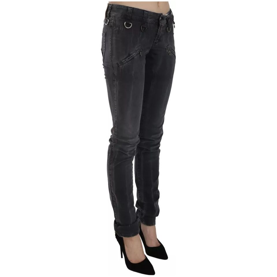John Galliano Grey Washed Low Waist Zipper Side Skinny Denim Jeans PAN70453-W26