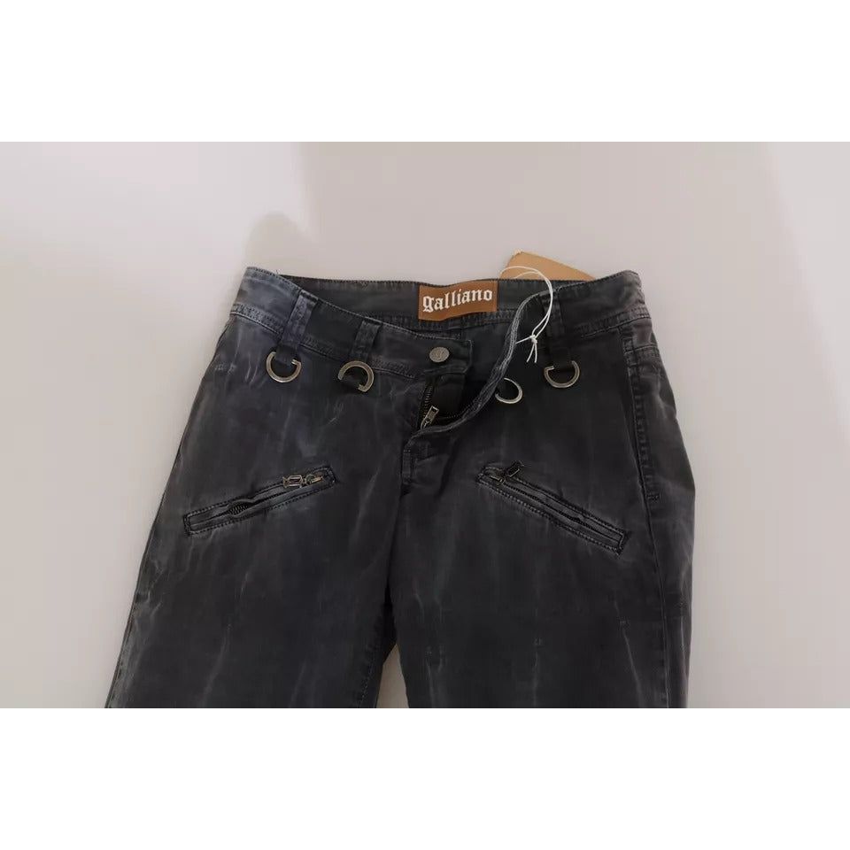 John Galliano Grey Washed Low Waist Zipper Side Skinny Denim Jeans PAN70453-W26