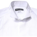 Dolce & Gabbana White GOLD Cotton Poplin Bib Formal Men Dress Shirt TSH84112-39
