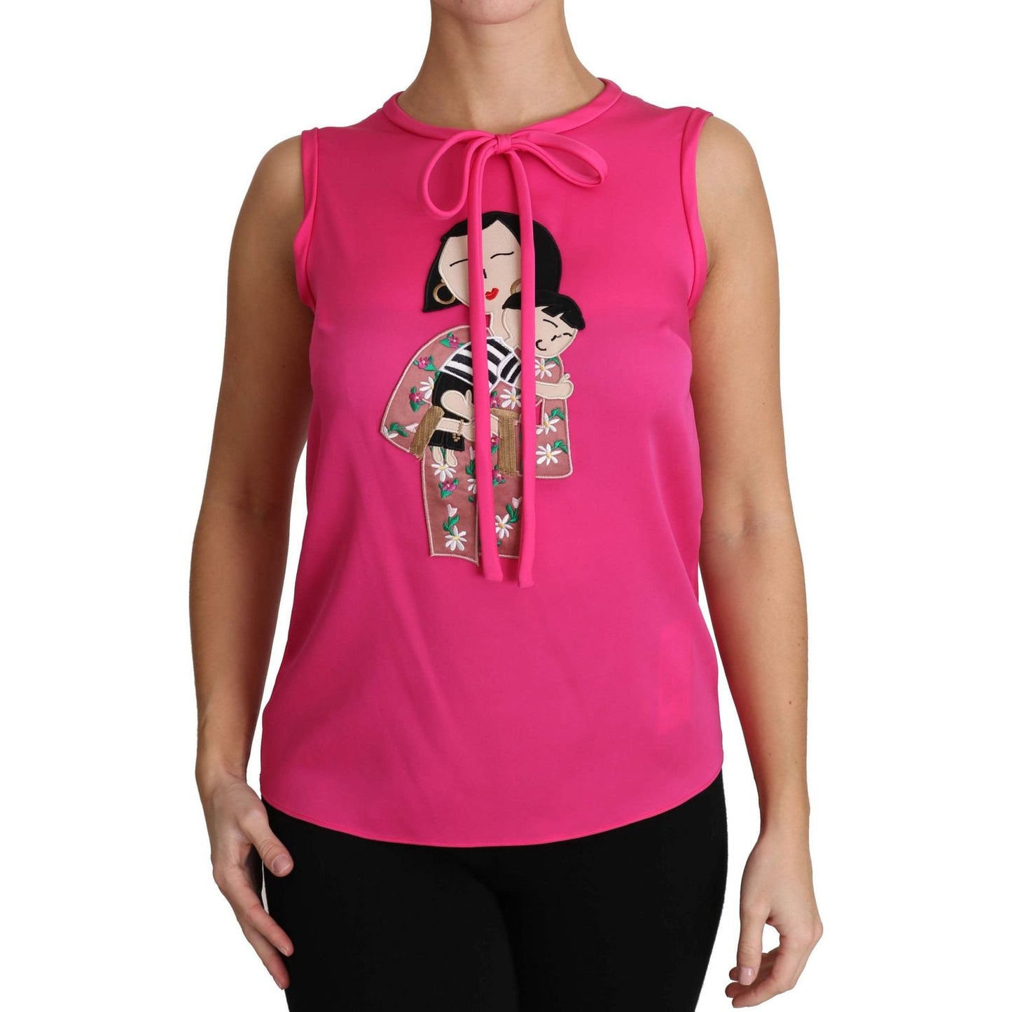 Dolce & Gabbana Pink Family Silk Tank Mama Blouse Top Shirt TSH3161-38