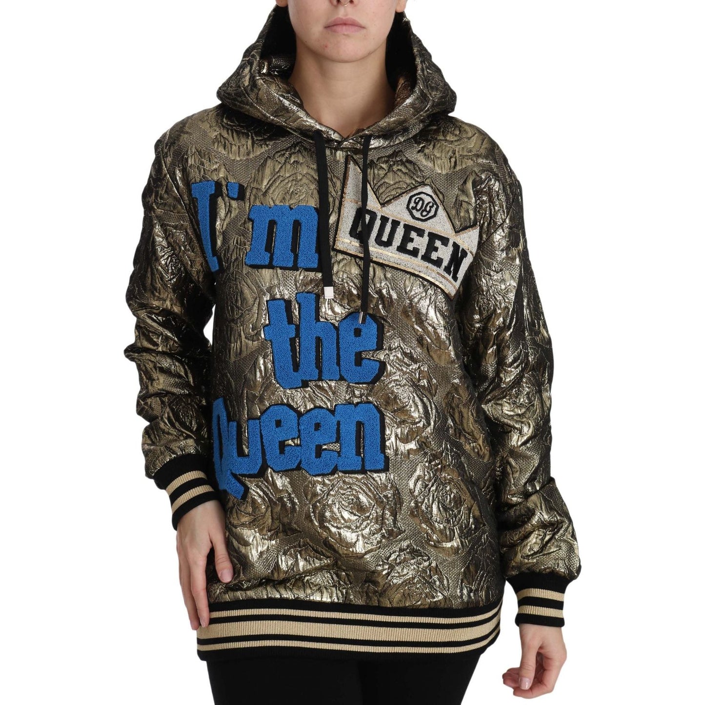 Dolce & Gabbana Im The Queen Jaquard Gold Sweatshirt Hoodie TSH3182-38
